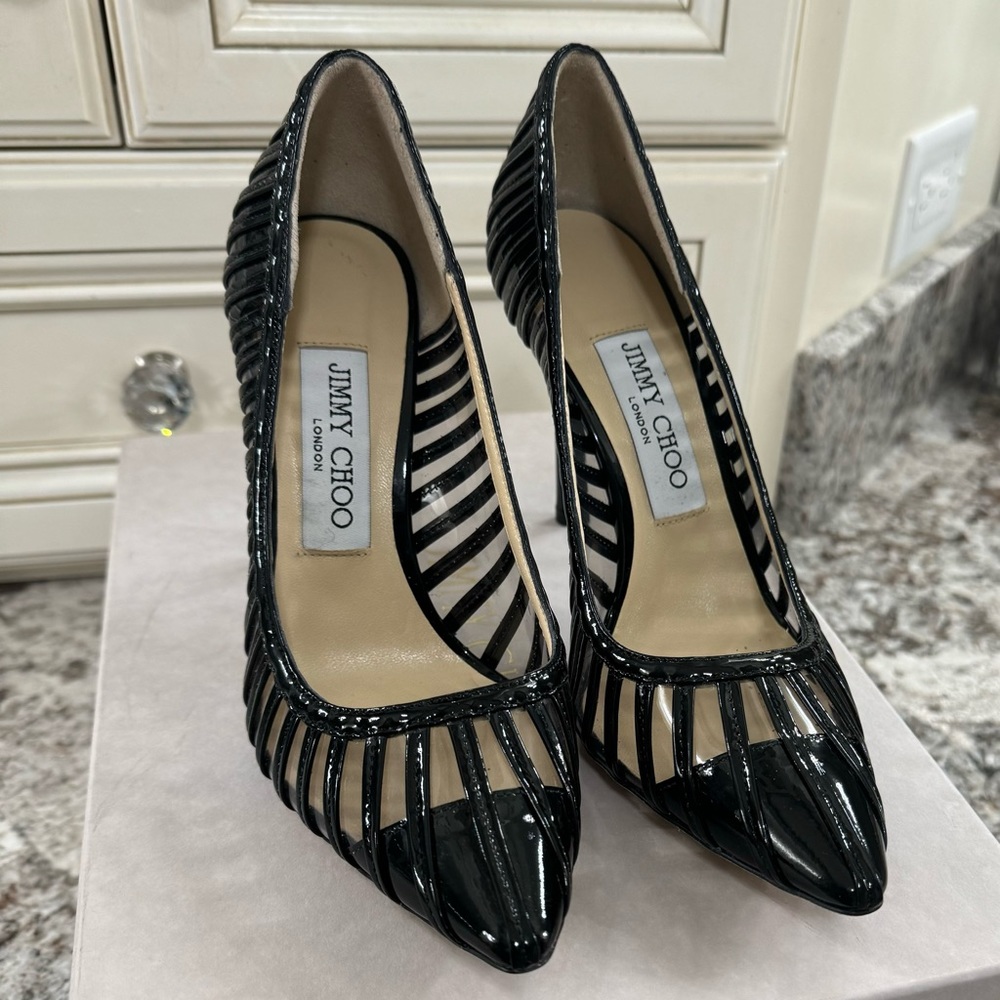 Jimmy Choo Pattern, leather see-through heels 👠